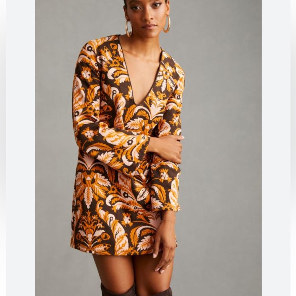 NWOT! ANTHROPOLOGIE Maeve Bell-Sleeve Mini Dress - Size S